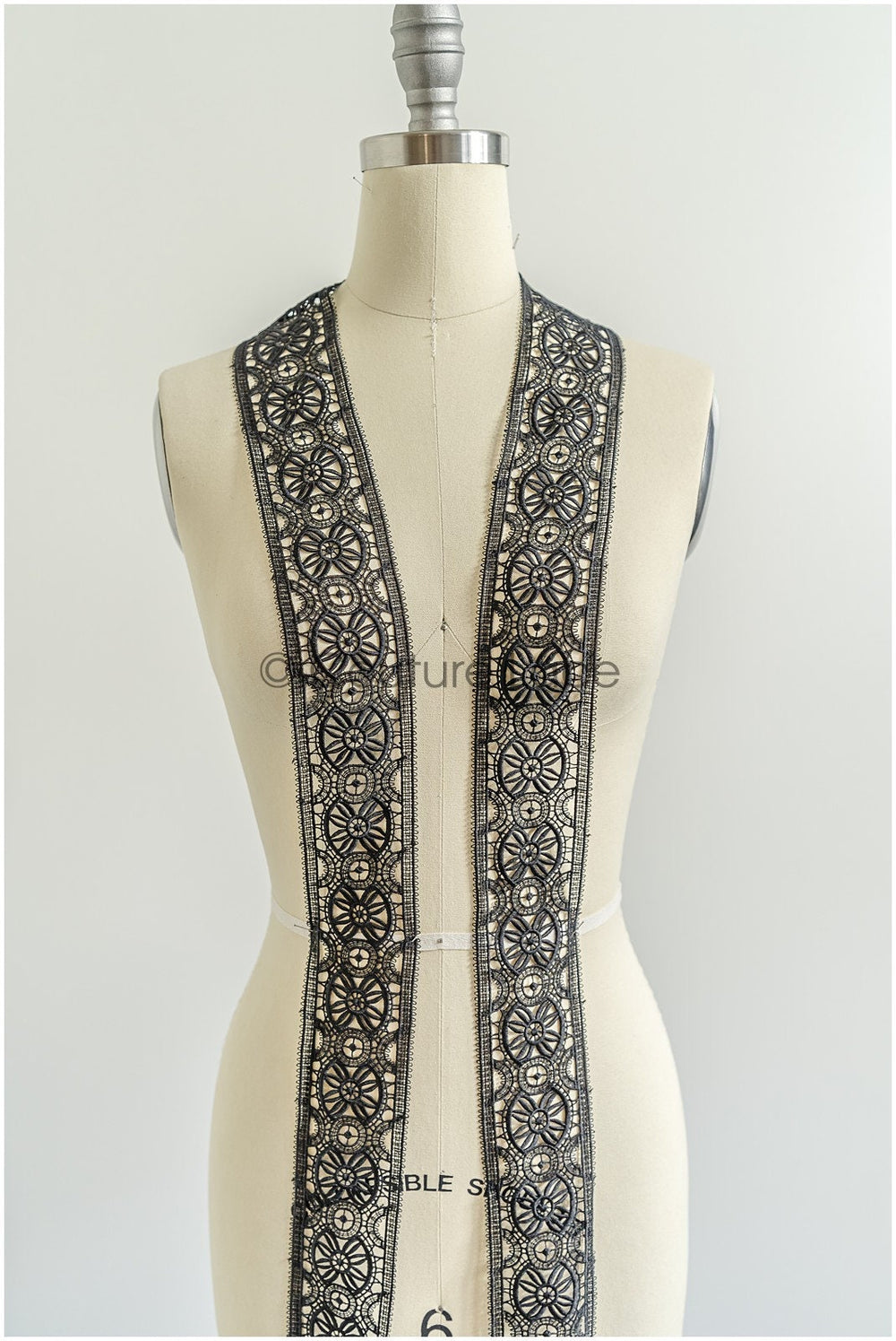 4yds / black boho crochet lace / geometric lace trim / bridal guipure lace trim / black lace // T22-215