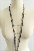 4yds / black boho crochet lace trim / geometric lace trim / bridal guipure lace trim / black lace // T22-216