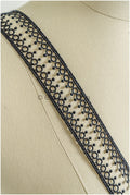 4yds / black boho crochet lace trim / geometric lace trim / bridal guipure lace trim / black lace // T22-216
