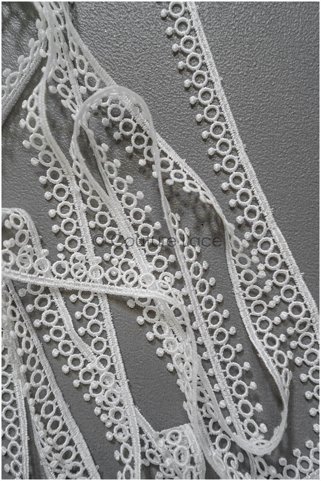 4yds / off-white boho crochet lace trim / geometric lace trim / bridal guipure lace trim / off-white dot lace trim // T22-217