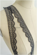 4yds / black boho crochet lace / geometric lace trim / bridal guipure lace trim / black lace// T22-219T22-219