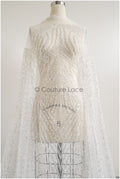 Schwere Perlen Brautspitze Off-White/ Couture Spitzenstoff mit Perlen/ schwere Hochzeitsspitze/ Brautspitze Stoff// L22-099