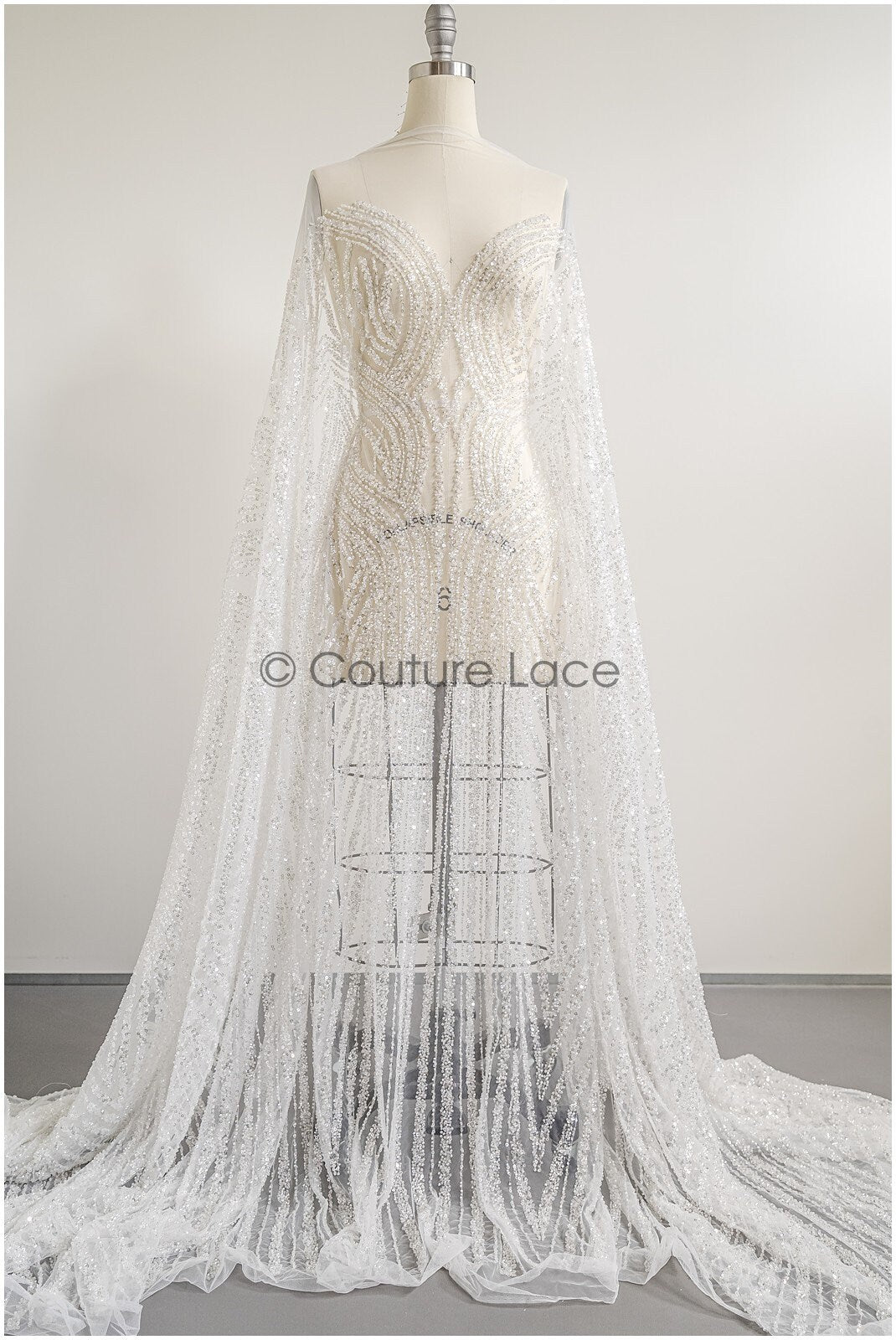 Schwere Perlen Brautspitze Off-White/ Couture Spitzenstoff mit Perlen/ schwere Hochzeitsspitze/ Brautspitze Stoff// L22-099