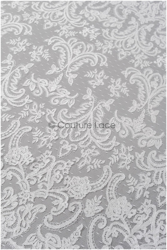 Wunderschöner Spitzenstoff Off-White/ Pünktchen Tüllsockel/ Couture Spitzenstoff/ Boho Braut Spitze// L22-271B