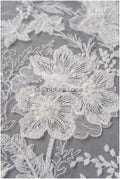 Pearl lace fabric/ bridal couture lace fabric with pearls and sequins/ bridal lace// L22-421