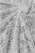 Perlen Spitzenstoff Off-White/ Couture Spitzenstoff mit Perlen/ Braut Spitzenstoff/ Perlen Spitze// L22-422OW