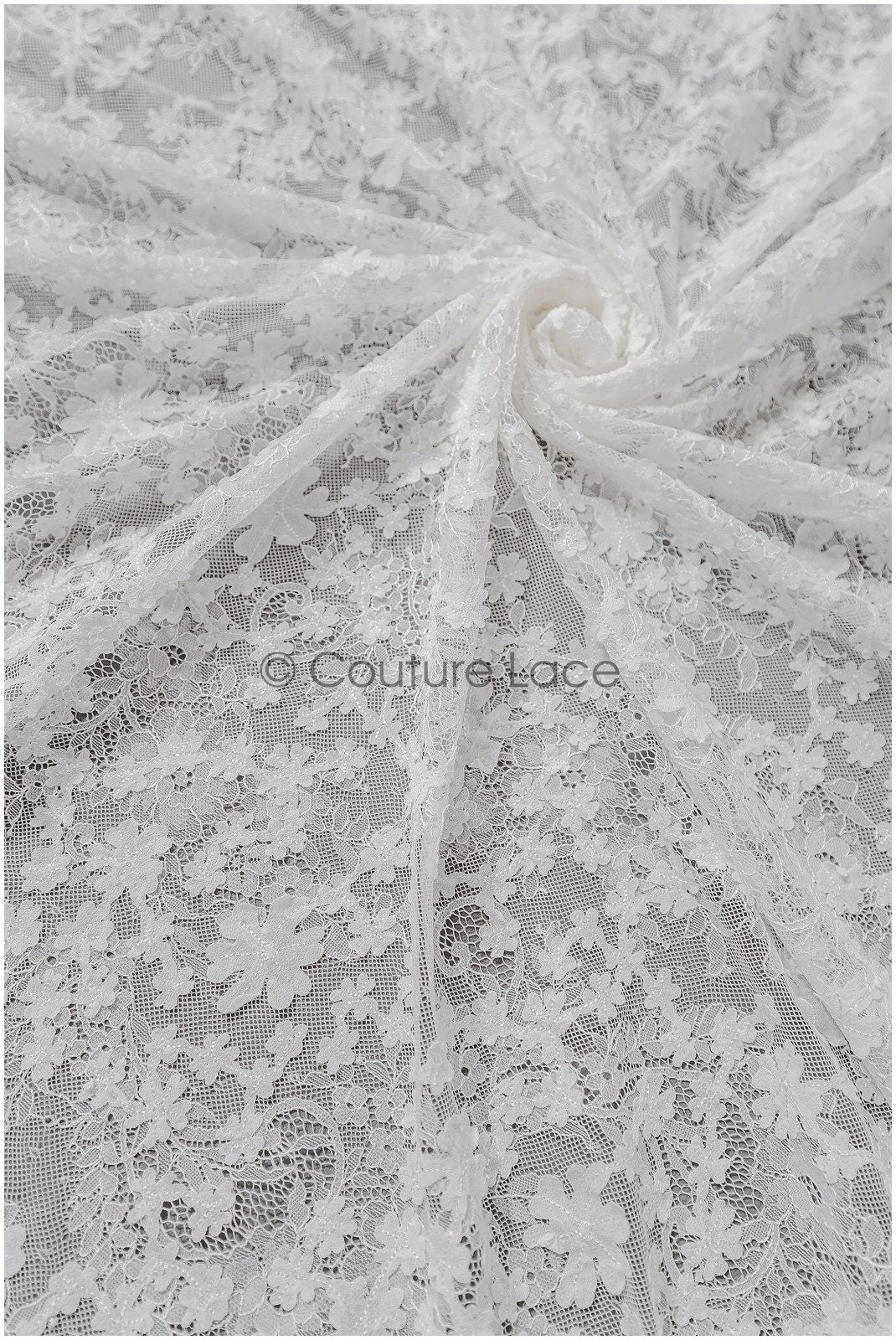 Wunderschöner Spitzenstoff Off-White/ Braut Couture Spitzenstoff mit 3D Blumen/ Brautspitze// L22-424L