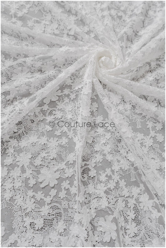 Wunderschöner Spitzenstoff Off-White/ Braut Couture Spitzenstoff mit 3D Blumen/ Brautspitze// L22-424L