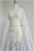 Wunderschöner Spitzenstoff Off-White/ Braut Couture Spitzenstoff mit 3D Blumen/ Brautspitze// L22-424L
