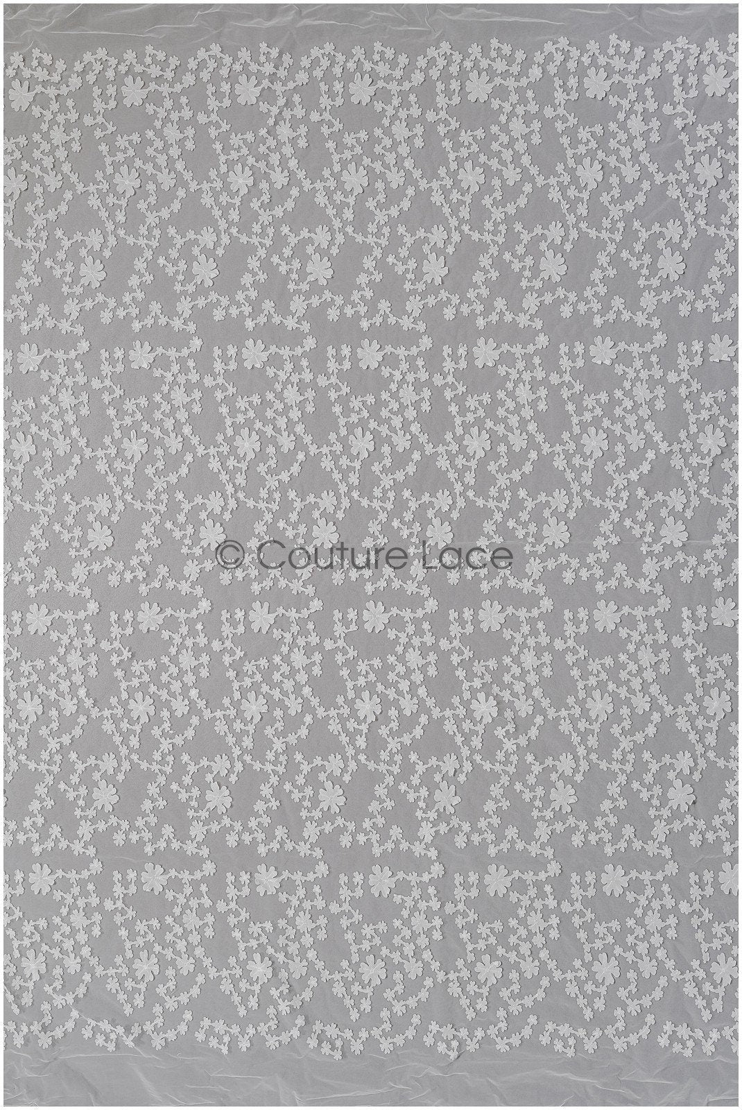 3D Blumen Spitzenstoff Off-White/ französische Spitze/ Couture Spitze/ Brautspitze mit Blumen// L22-424T
