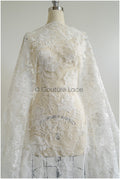 Florale Braut Spitze Off-White/ Brautspitze mit Blumen/ florale Hochzeit Spitze/ Couture Spitze// L22-425