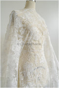 Florale Braut Spitze Off-White/ Brautspitze mit Blumen/ florale Hochzeit Spitze/ Couture Spitze// L22-425