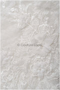 Perlen Spitze Stoff mit 3D Blumen/ Couture Spitzenstoff Off-White/ Braut Spitzenstoff/ Perlen Spitze// L22-426