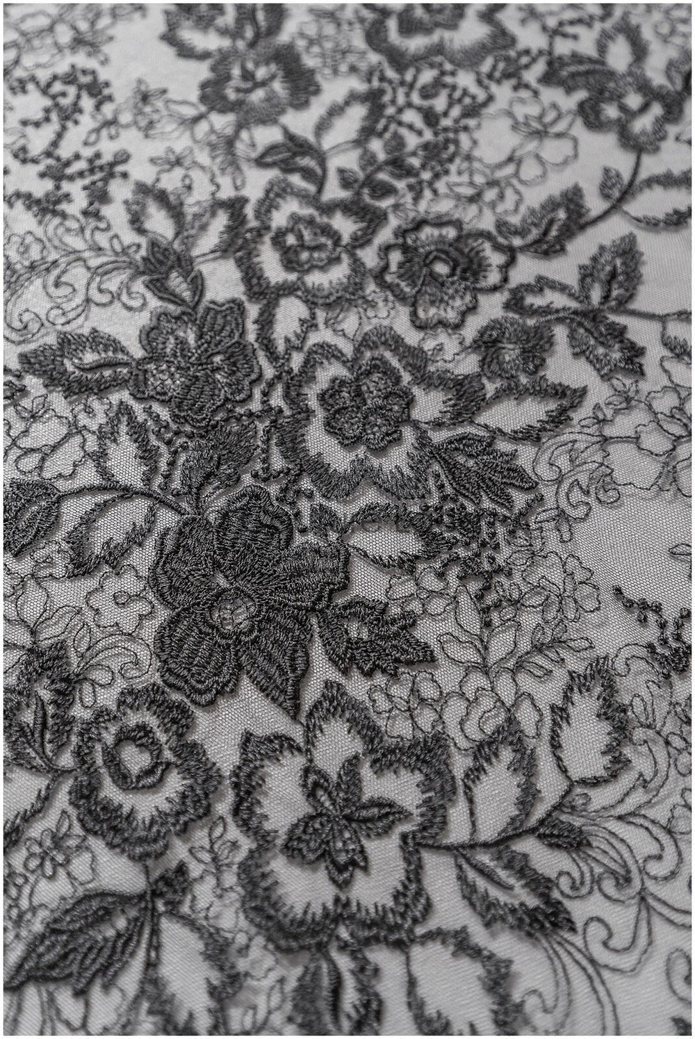 romantic black bridal lace fabric with floral pattern/ floral couture lace fabric/ black bridal flower embroidered lace// L22-433BL