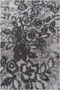 romantic black bridal lace fabric with floral pattern/ floral couture lace fabric/ black bridal flower embroidered lace// L22-433BL