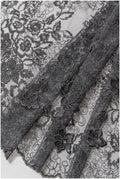 romantic black bridal lace fabric with floral pattern/ floral couture lace fabric/ black bridal flower embroidered lace// L22-433BL