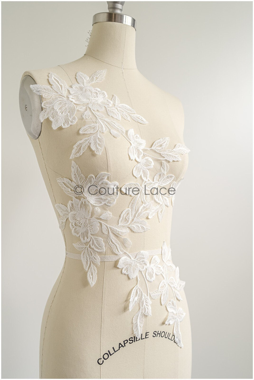 romantischer Blumen-Spitzenaufnäher/ Baumwollblumen Applikation/ Hochzeitskleid Spitzenapplikation/ Brautblumen Applikation// A22-268