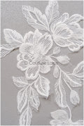 romantischer Blumen-Spitzenaufnäher/ Baumwollblumen Applikation/ Hochzeitskleid Spitzenapplikation/ Brautblumen Applikation// A22-268