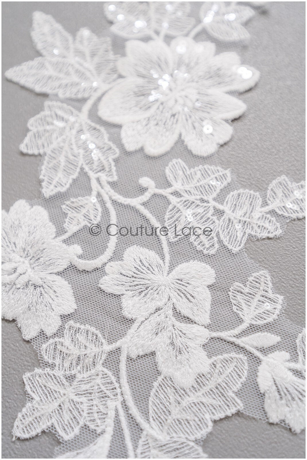 romantischer Blumen-Spitzenaufnäher/ Baumwollblumen Applikation/ Hochzeitskleid Spitzenapplikation/ Brautblumen Applikation// A22-266