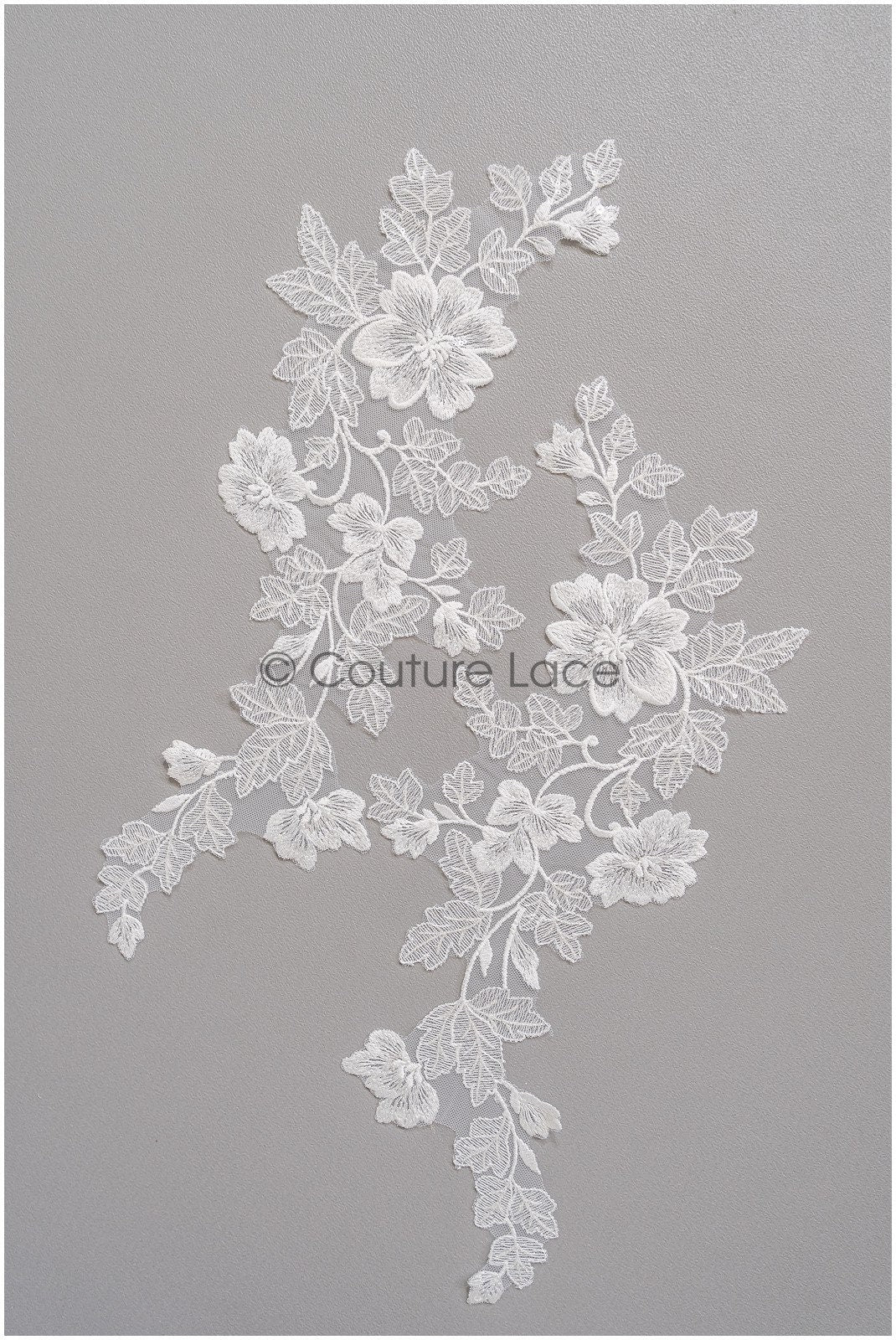 romantischer Blumen-Spitzenaufnäher/ Baumwollblumen Applikation/ Hochzeitskleid Spitzenapplikation/ Brautblumen Applikation// A22-266