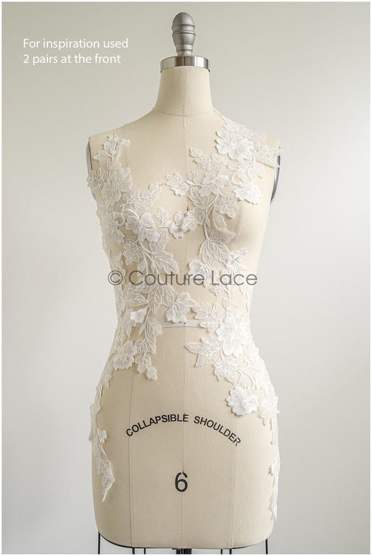romantischer Blumen-Spitzenaufnäher/ Baumwollblumen Applikation/ Hochzeitskleid Spitzenapplikation/ Brautblumen Applikation// A22-266