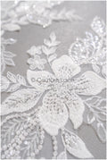 romantischer Blumen-Spitzenaufnäher / Baumwollblumen Applikation / Hochzeitskleid Spitzenapplikation / Brautblumen Applikation// A22-257
