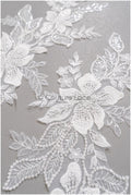 romantischer Blumen-Spitzenaufnäher / Baumwollblumen Applikation / Hochzeitskleid Spitzenapplikation / Brautblumen Applikation// A22-257
