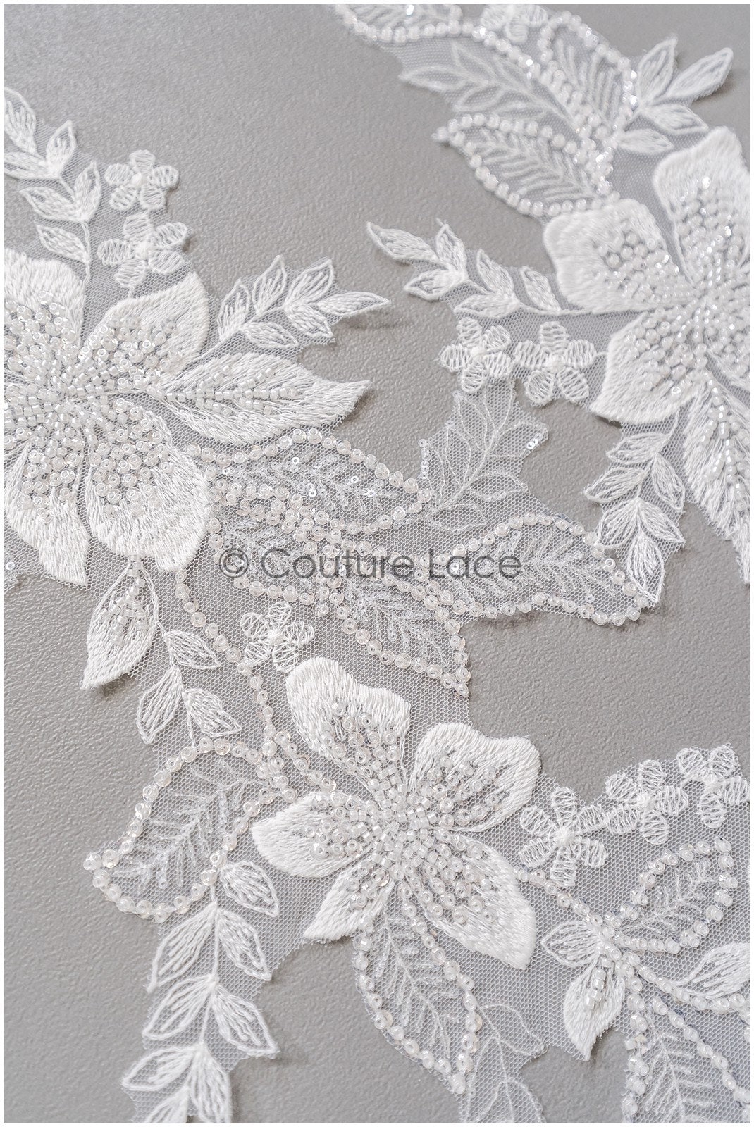 romantischer Blumen-Spitzenaufnäher / Baumwollblumen Applikation / Hochzeitskleid Spitzenapplikation / Brautblumen Applikation// A22-257