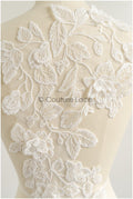 romantischer Blumen-Spitzenaufnäher/ Baumwollblumen Applikation/ Hochzeitskleid Spitzenapplikation/ Brautblumen Applikation// A22-272