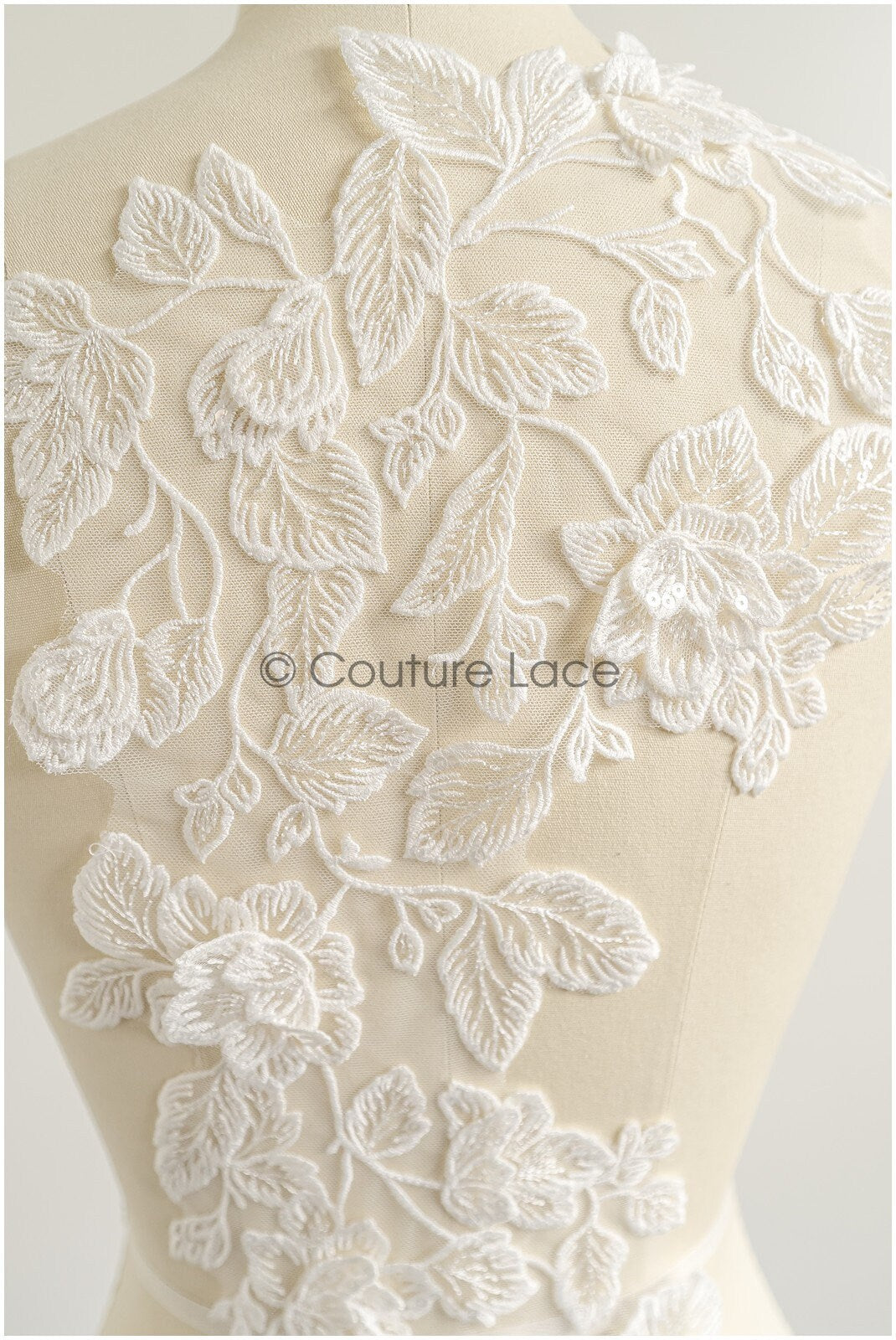 romantischer Blumen-Spitzenaufnäher/ Baumwollblumen Applikation/ Hochzeitskleid Spitzenapplikation/ Brautblumen Applikation// A22-272