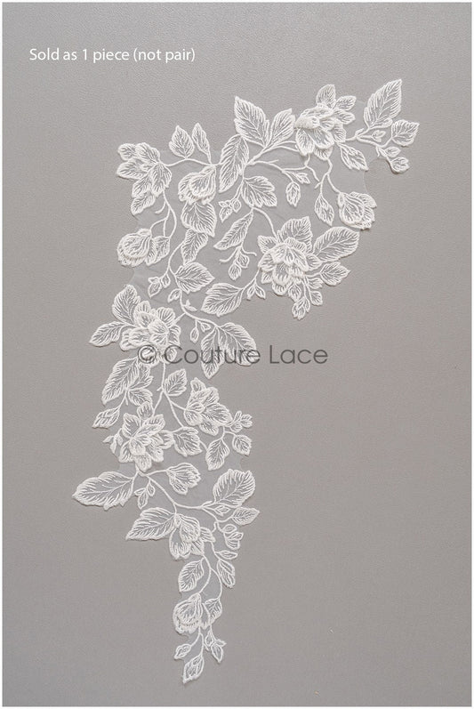 romantischer Blumen-Spitzenaufnäher/ Baumwollblumen Applikation/ Hochzeitskleid Spitzenapplikation/ Brautblumen Applikation// A22-272