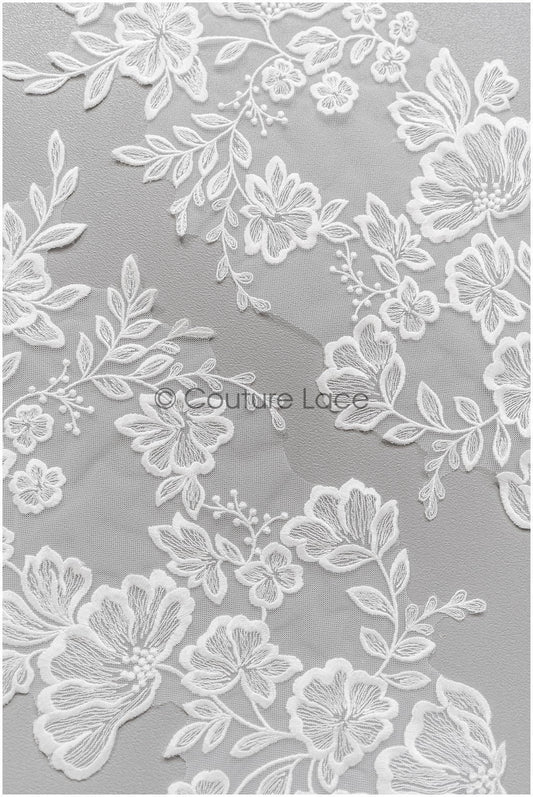 romantischer Blumen-Spitzenaufnäher/ Baumwollblumen Applikation/ Hochzeitskleid Spitzenapplikation/ Brautblumen Applikation// A22-277