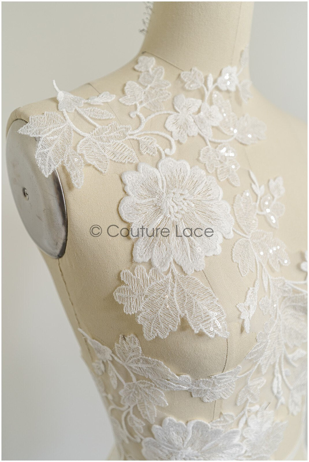 romantischer Blumen-Spitzenaufnäher/ Baumwollblumen Applikation/ Hochzeitskleid Spitzenapplikation/ Brautblumen Applikation// A22-278