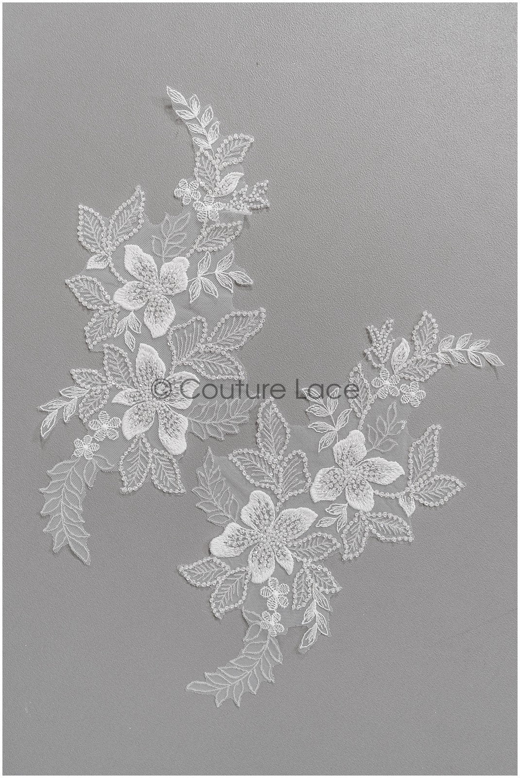 romantischer Blumen-Spitzenaufnäher / Baumwollblumen Applikation / Hochzeitskleid Spitzenapplikation / Brautblumen Applikation// A22-283