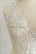 romantischer Blumen-Spitzenaufnäher / Baumwollblumen Applikation / Hochzeitskleid Spitzenapplikation / Brautblumen Applikation// A22-283