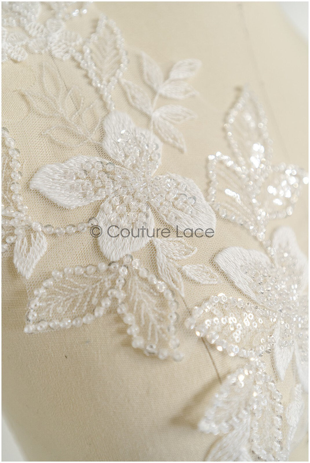 romantischer Blumen-Spitzenaufnäher / Baumwollblumen Applikation / Hochzeitskleid Spitzenapplikation / Brautblumen Applikation// A22-283