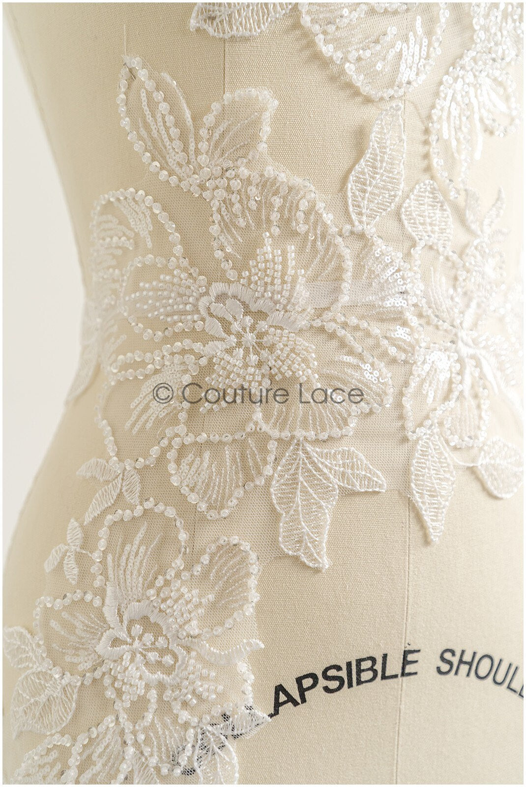 romantischer Perlen Spitzen Patch/ Rayon Blumen Applikation/ Hochzeitskleid SpitzenApplikation/ BrautBlume Applikation// A22-273