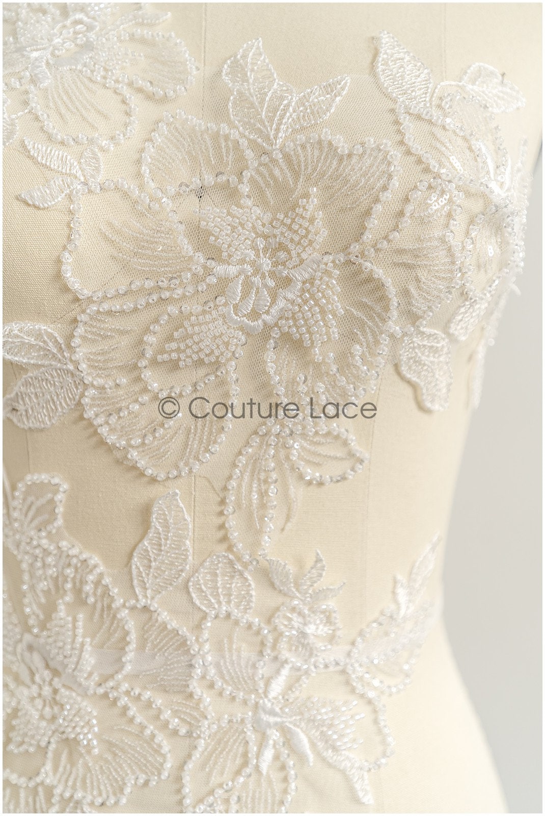 romantischer Perlen Spitzen Patch/ Rayon Blumen Applikation/ Hochzeitskleid SpitzenApplikation/ BrautBlume Applikation// A22-273