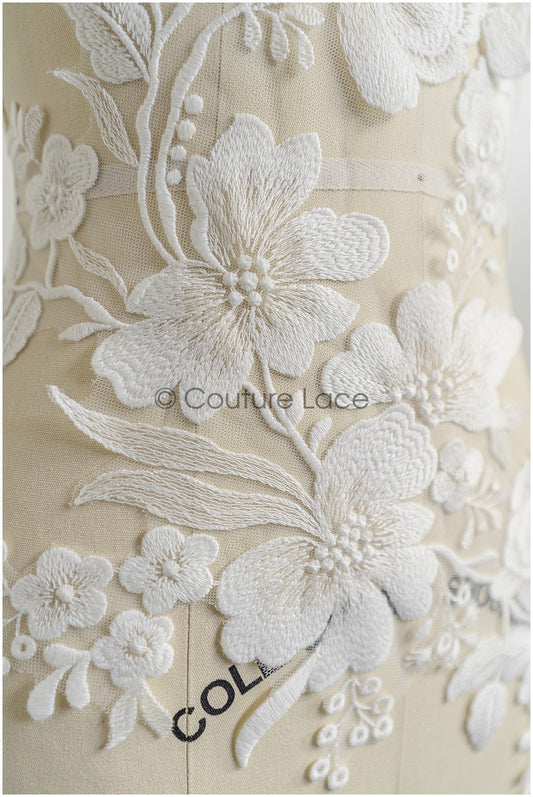 romantischer Wildblumen Spitzen Aufnäher / Wildblumen Applikation / Hochzeitskleid Spitzenapplikation / Braut Wildblumen Applikationen// A22-281