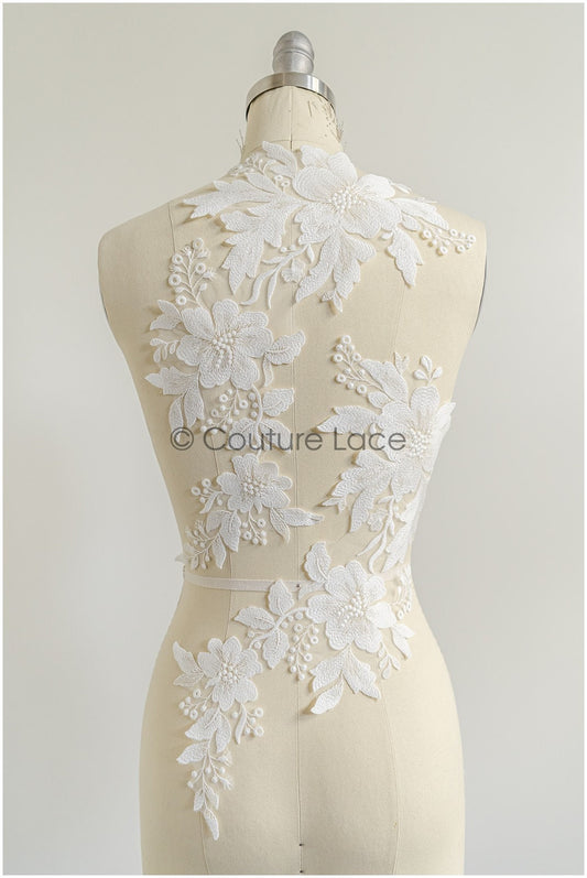 romantischer Wildblumen Spitzen Aufnäher / Wildblumen Applikation / Hochzeitskleid Spitzenapplikation / Braut Wildblumen Applikationen// A22-282