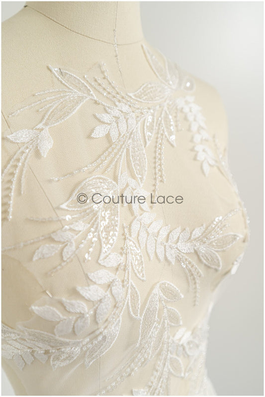 romantischer Blumen-Spitzenaufnäher / Baumwollblumen Applikation / Hochzeitskleid Spitzenapplikation / Brautblumen Applikation// A22-261