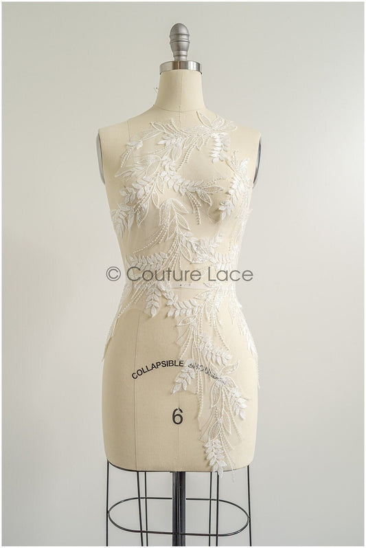 romantischer Blumen-Spitzenaufnäher / Baumwollblumen Applikation / Hochzeitskleid Spitzenapplikation / Brautblumen Applikation// A22-261