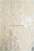 romantischer Blumen-Spitzenaufnäher/ Baumwollblumen Applikation/ Hochzeitskleid Spitzenapplikation/ Brautblumen Applikation// A22-262