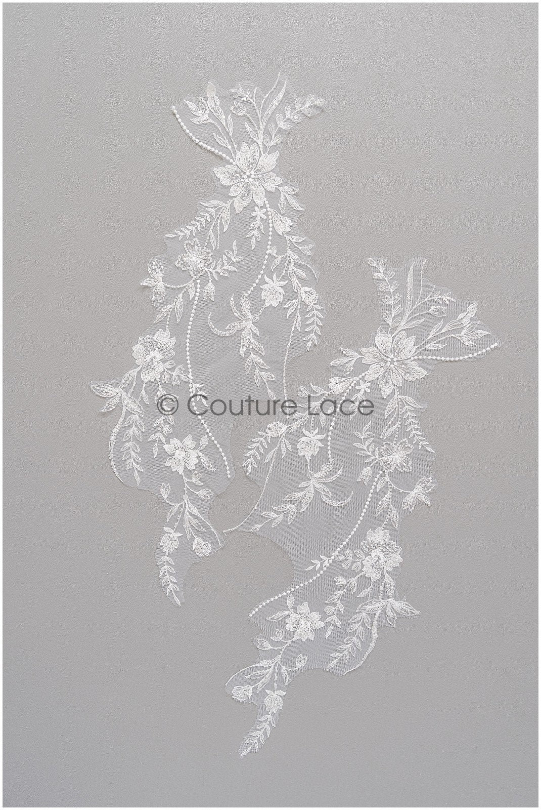 romantischer Blumen-Spitzenaufnäher / Baumwollblumen Applikation / Hochzeitskleid Spitzenapplikation / Brautblumen Applikation// A22-264