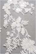 romantischer Blumen-Spitzenaufnäher / Baumwollblumen Applikation / Hochzeitskleid Spitzenapplikation / Brautblumen Applikation// A22-258