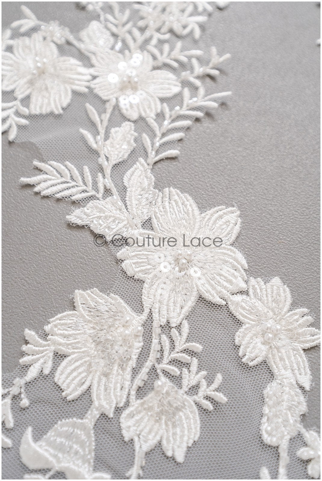 romantischer Blumen-Spitzenaufnäher / Baumwollblumen Applikation / Hochzeitskleid Spitzenapplikation / Brautblumen Applikation// A22-258