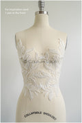 romantischer Blumen-Spitzenaufnäher / Baumwollblumen Applikation / Hochzeitskleid Spitzenapplikation / Brautblumen Applikation// A22-256
