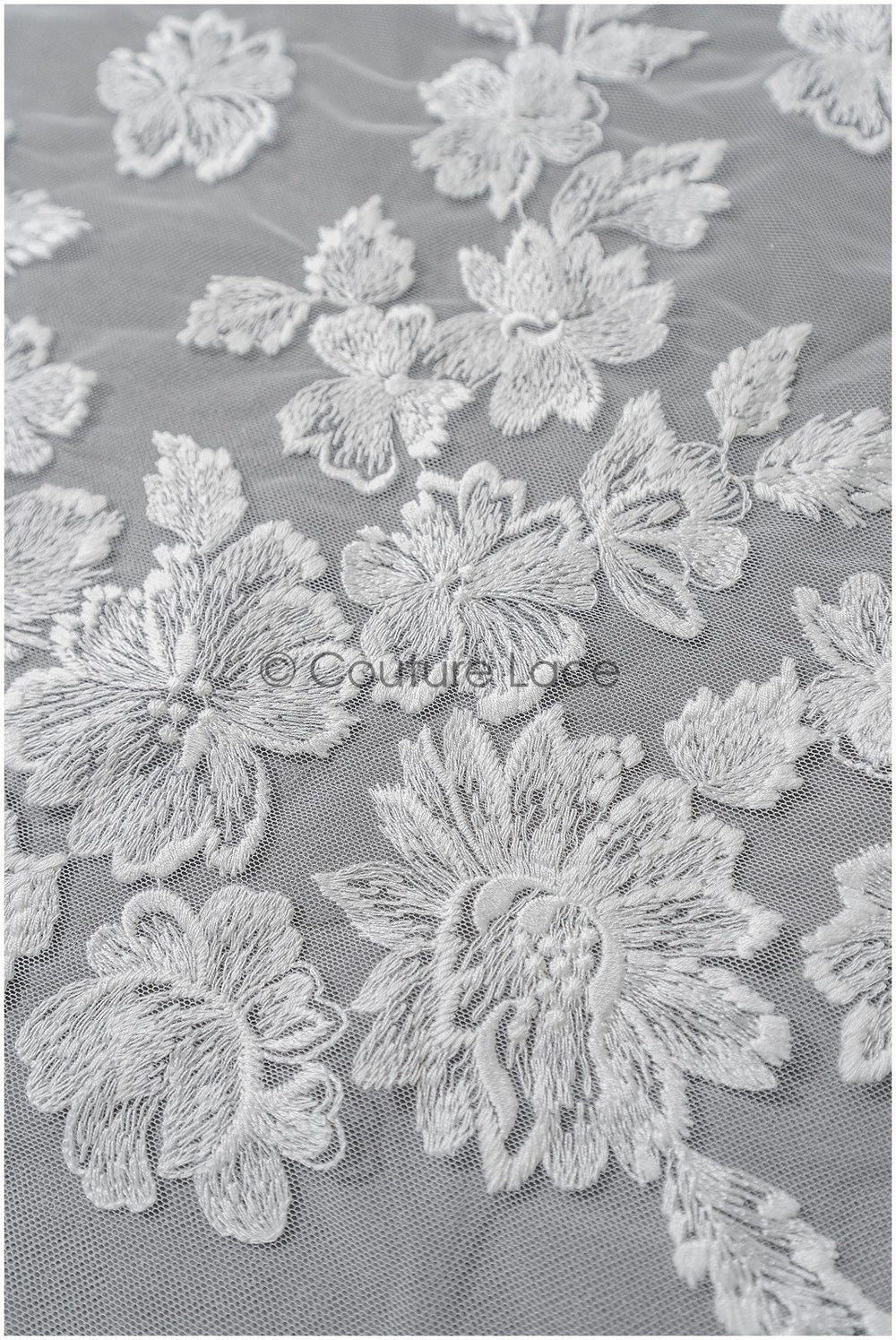 Beautiful lace fabric off-white/ floral tulle fabric/ couture lace fabric/ bridal lace// L22-439