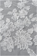 Beautiful lace fabric off-white/ floral tulle fabric/ couture lace fabric/ bridal lace// L22-439