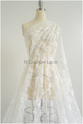 Beautiful lace fabric off-white/ floral tulle fabric/ couture lace fabric/ bridal lace// L22-439